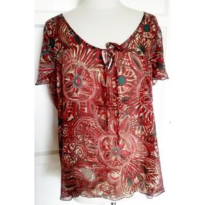 Lane Bryant sheer tie-front floral blouse